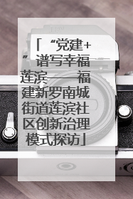 “党建+”谱写幸福莲滨——福建新罗南城街道莲滨社区创新治理模式探访