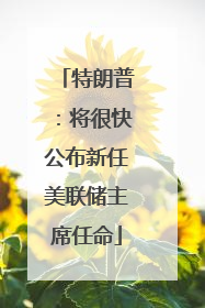 特朗普：将很快公布新任美联储主席任命
