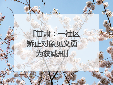 甘肃：一社区矫正对象见义勇为获减刑