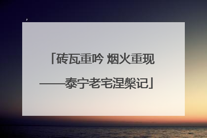 砖瓦重吟 烟火重现——泰宁老宅涅槃记