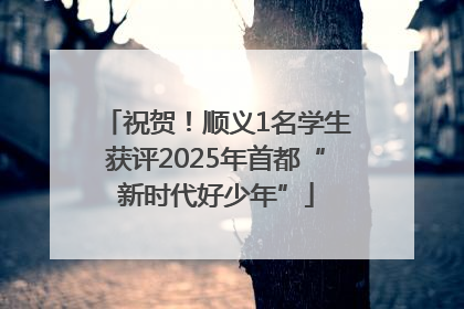 祝贺！顺义1名学生获评2025年首都“新时代好少年”