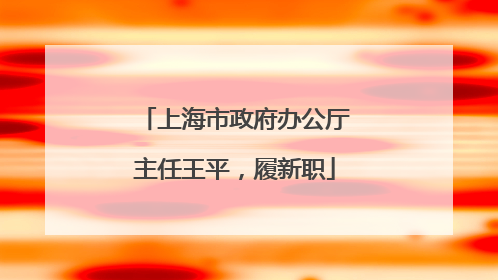 上海市政府办公厅主任王平，履新职