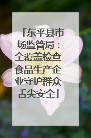 东平县市场监管局：全覆盖检查食品生产企业守护群众舌尖安全