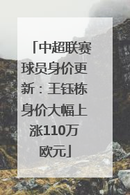 中超联赛球员身价更新：王钰栋身价大幅上涨110万欧元