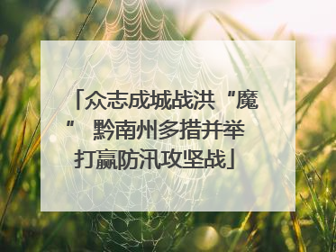 众志成城战洪“魔” 黔南州多措并举打赢防汛攻坚战