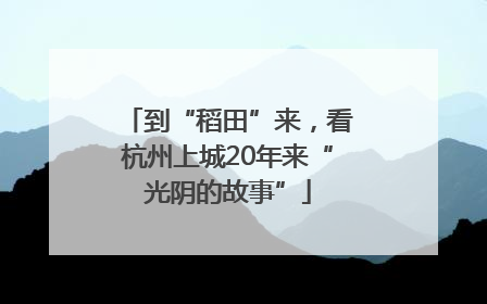 到“稻田”来，看杭州上城20年来“光阴的故事”