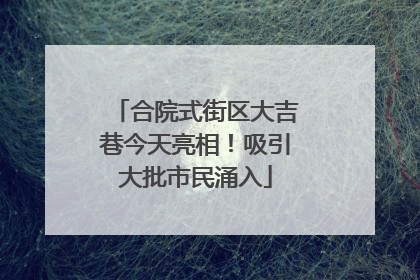 合院式街区大吉巷今天亮相！吸引大批市民涌入