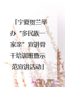 宁夏贺兰举办“多民族一家亲”宣讲骨干培训班暨示范宣讲活动