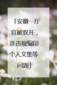 安徽一厅官被双开，涉违规编印个人文集等问题