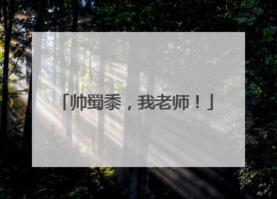 帅蜀黍，我老师！