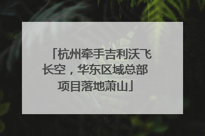 杭州牵手吉利沃飞长空，华东区域总部项目落地萧山
