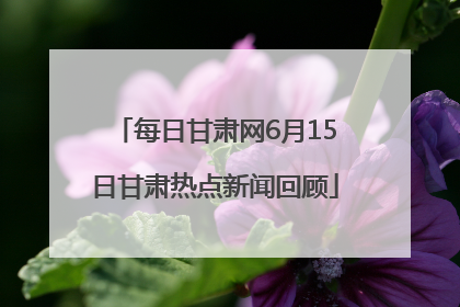 每日甘肃网6月15日甘肃热点新闻回顾