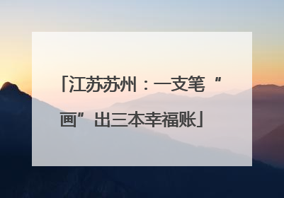 江苏苏州：一支笔“画”出三本幸福账