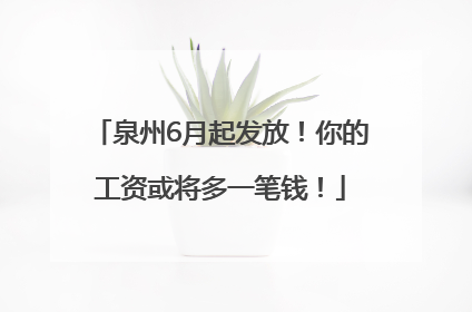 泉州6月起发放！你的工资或将多一笔钱！