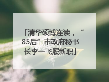 清华硕博连读，“85后”市政府秘书长李一飞履新职