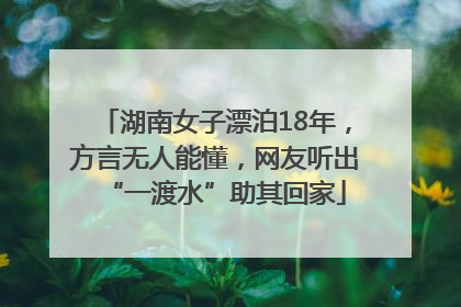 湖南女子漂泊18年，方言无人能懂，网友听出“一渡水”助其回家