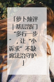萝卜辣评｜基层部门“多行一步”，让“小诉求”不缺席法治守护