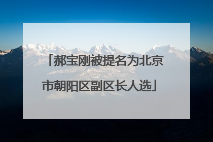 郝宝刚被提名为北京市朝阳区副区长人选