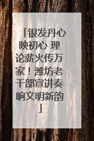 银发丹心映初心 理论薪火传万家!潍坊老干部宣讲奏响文明新韵