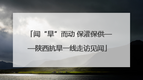闻“旱”而动 保灌保供——陕西抗旱一线走访见闻