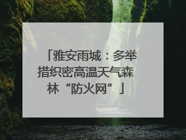 雅安雨城：多举措织密高温天气森林“防火网”