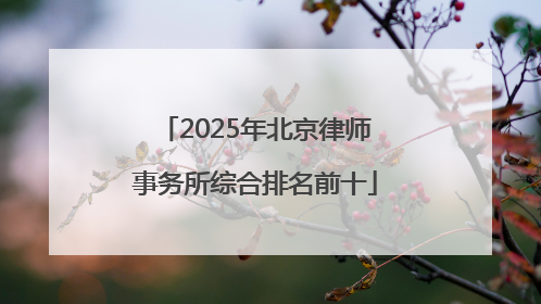2025年北京律师事务所综合排名前十