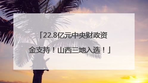 22.8亿元中央财政资金支持！山西三地入选！